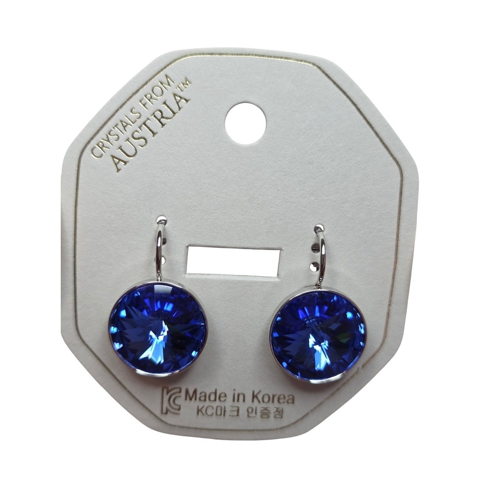 NEW Crystals‎ Austria Royal Blue SwarovskiElements 15mm LeverbackEarrings Round